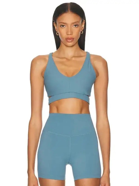 Nike Other - NWT Nike Zenvy in Sky Blue Ribbed V‑Neck Cutout Wireless Racerback Sports Bra Sm